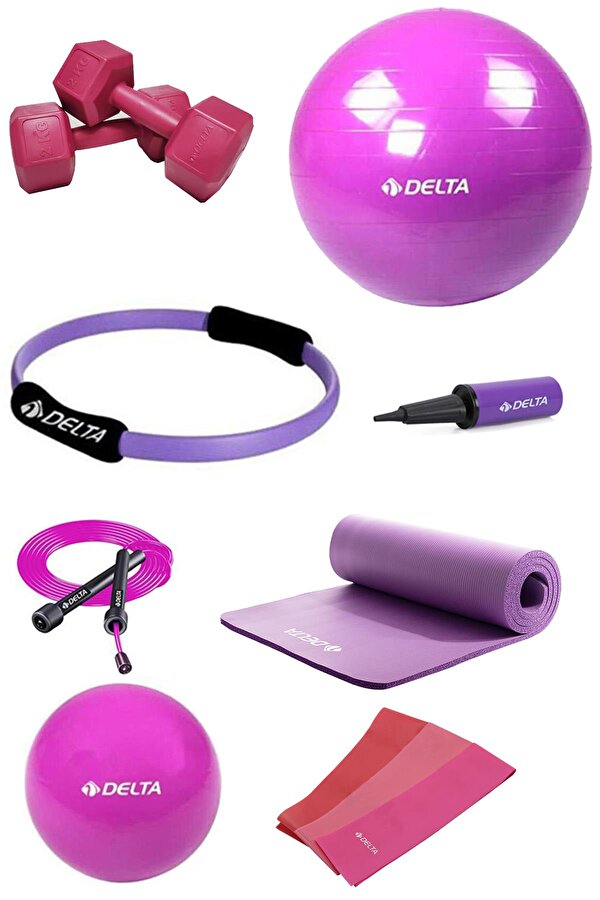 PMS 10 mm Minder 55 cm Pilates Topu Çemberi 2 kg Dambıl Seti