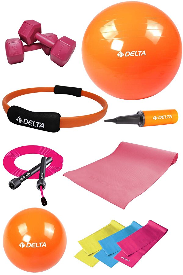 PTCS 65 cm Pilates Topu Çemberi 4 mm Minder 2 kg Dambıl Seti