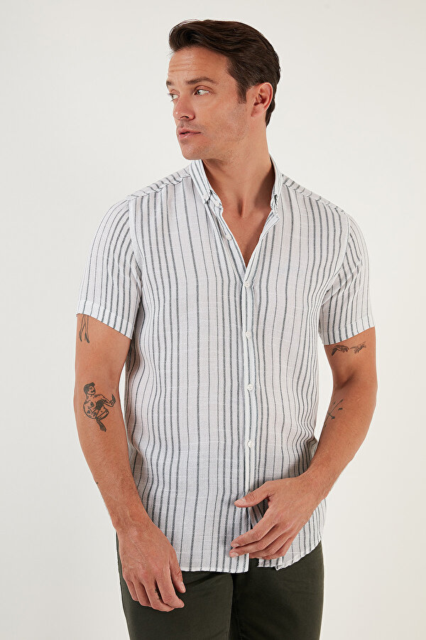 Erkek Gömlek CF23S116097 BEYAZ-YEŞİL