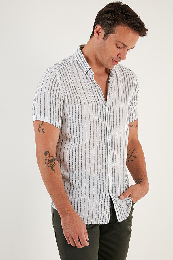 Erkek Gömlek CF23S116097 BEYAZ-YEŞİL