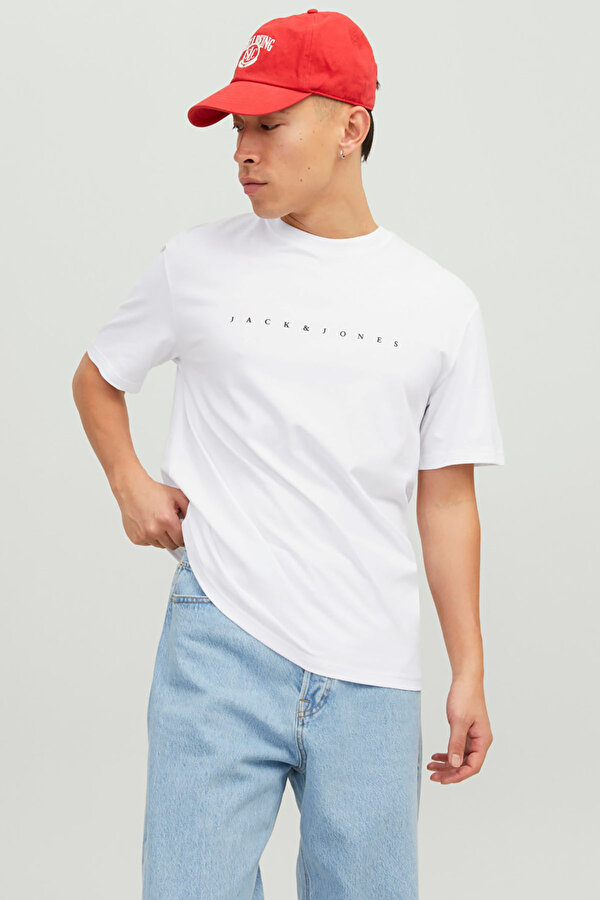 Erkek Jjestar Bisiklet Yaka Baskılı T-Shirt 12234746 Beyaz