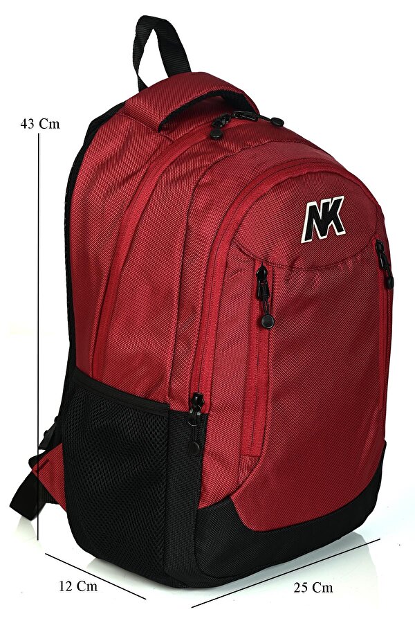 Nk 9005-5 Su Geçirmez Ortopedik Sırt Destekli Okul Sırt Çantası Bordo