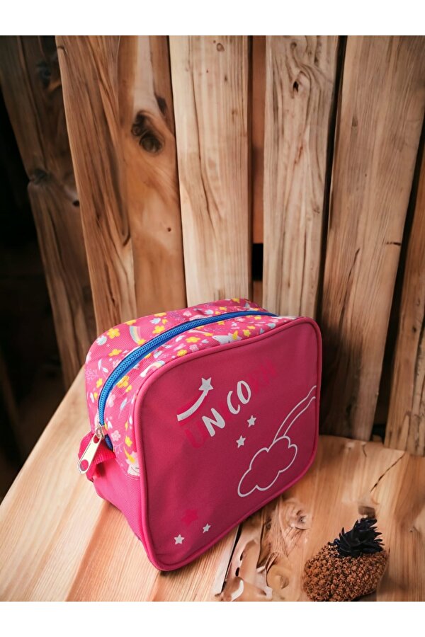 Pembe UNICORN & Gökkuşağı Baskılı İlkokul Çantası ve Beslenme Çantası