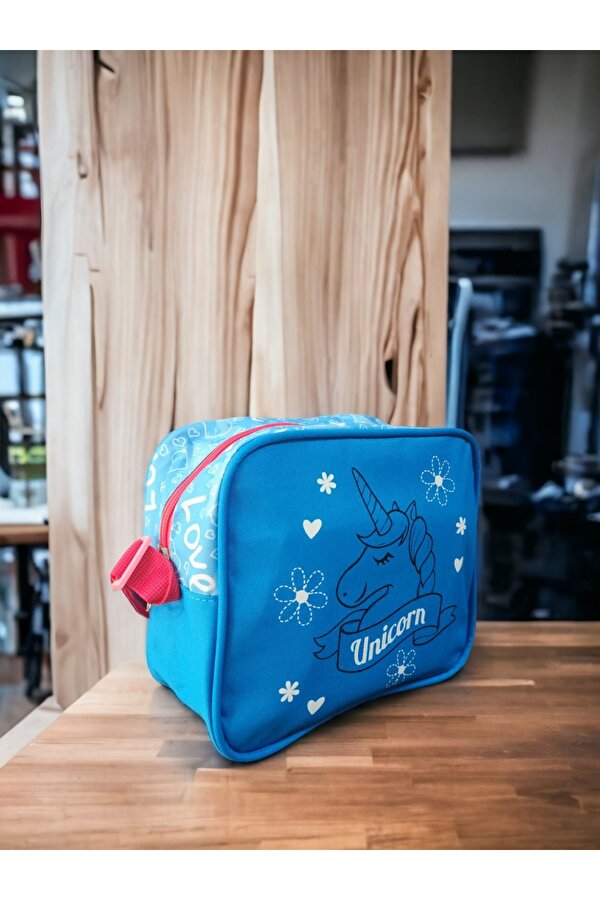 Mavi Unicorn Baskılı İlkokul Çantası Ve Beslenme Çantası