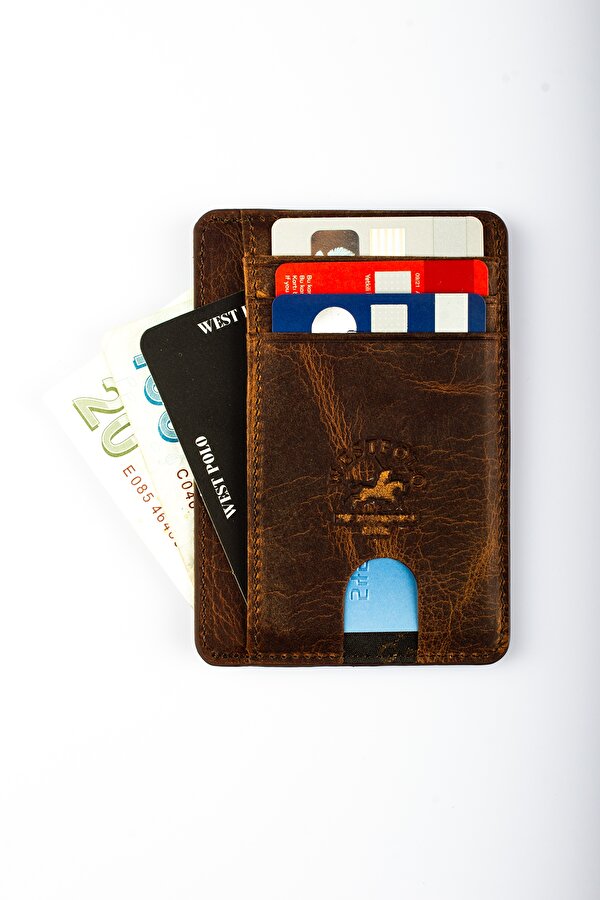 WEST POLO 358C ESKİTME HAKİKİ DERİ  KARTLIK CÜZDAN CAPİCİNO