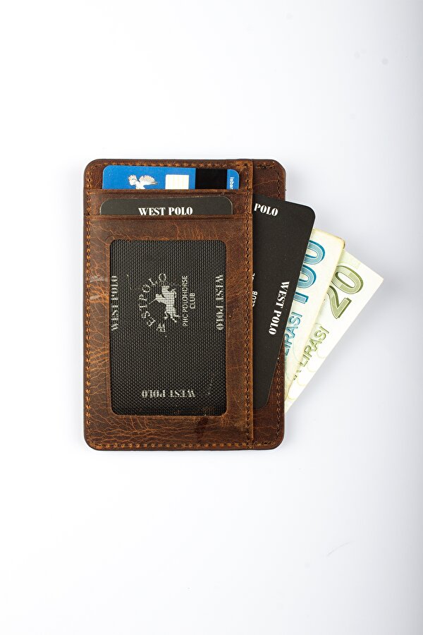 WEST POLO 358C ESKİTME HAKİKİ DERİ  KARTLIK CÜZDAN CAPİCİNO