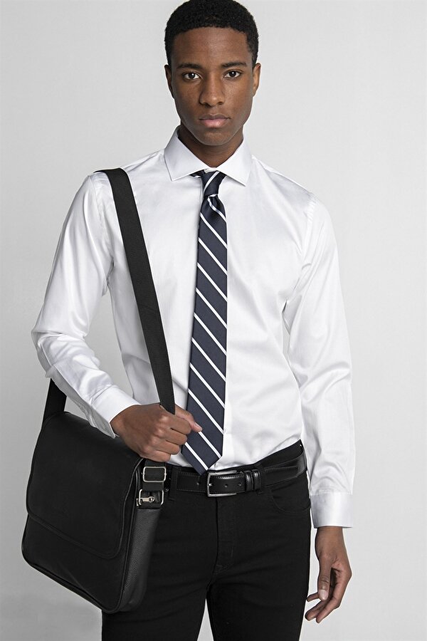 Slim Fit %100 Koton SatenPremium Erkek Beyaz Gömlek