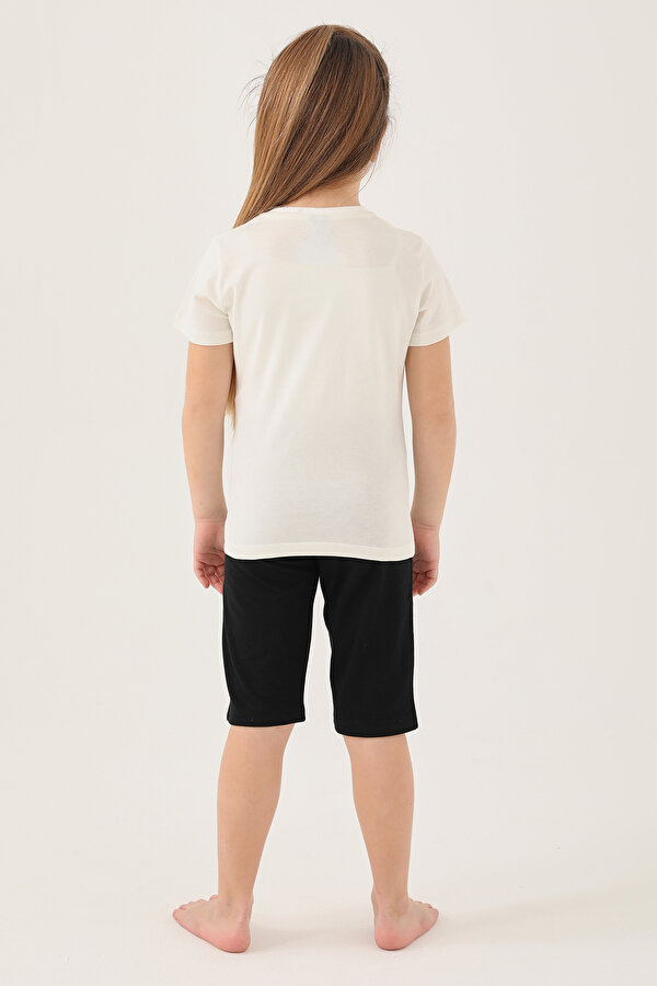 D4803-2 Kız Çocuk Kısa Kol Pijama Takım Krem