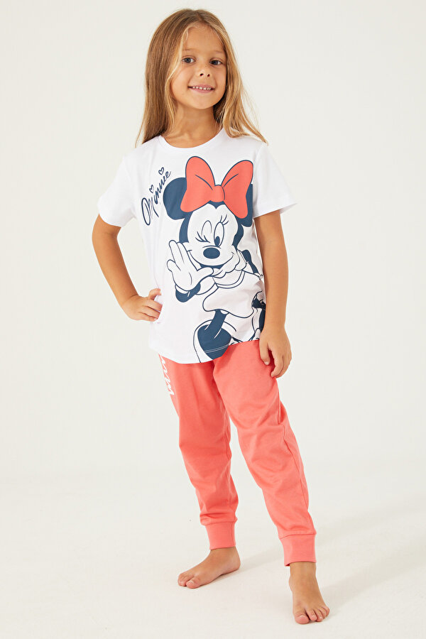 D4781-3 Kız Çocuk Kısa Kol Pijama Takım Beyaz