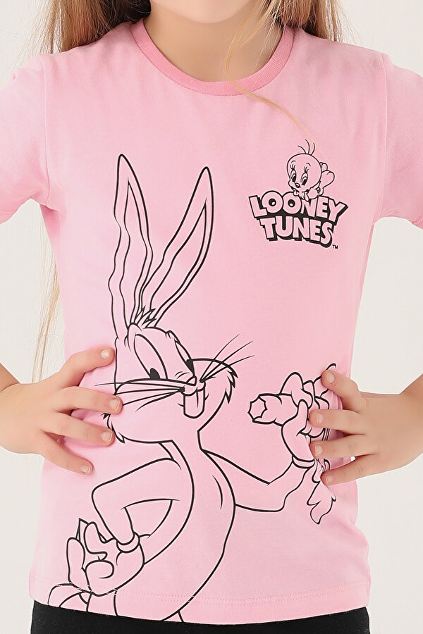 L1588-2 Kız Çocuk T-Shirt Pembe