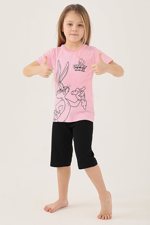 L1588-2 Kız Çocuk T-Shirt Pembe