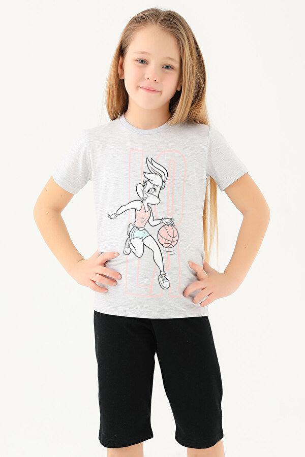 L1590-2 Kız Çocuk T-Shirt Kar Melanj