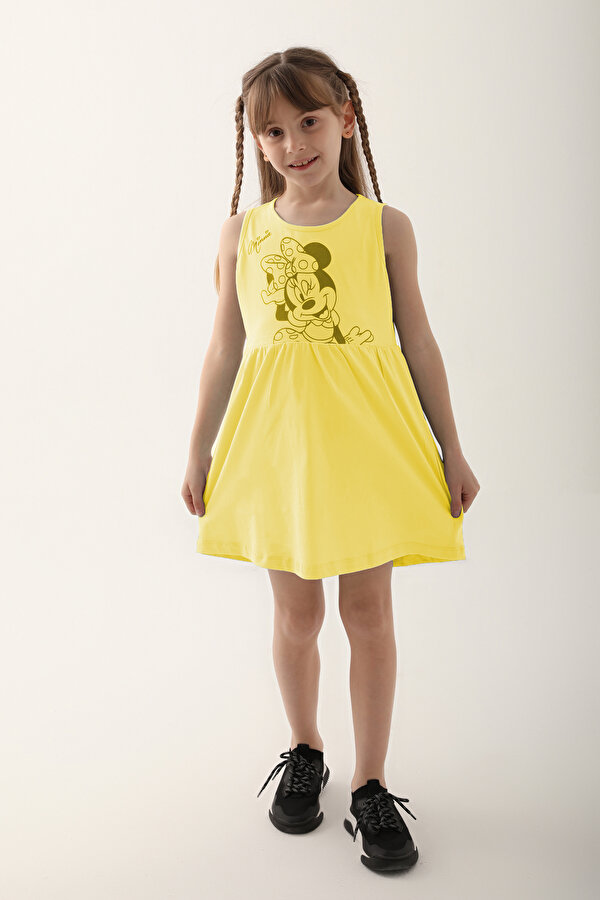 D4860-3 Kız Çocuk Elbise Sarı