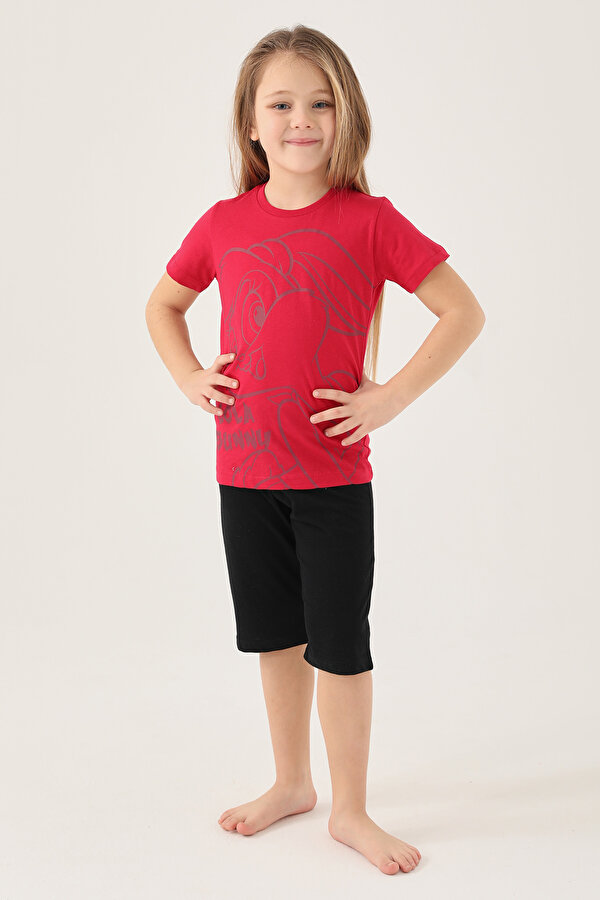 L1591-2 Kız Çocuk T-Shirt Vişne