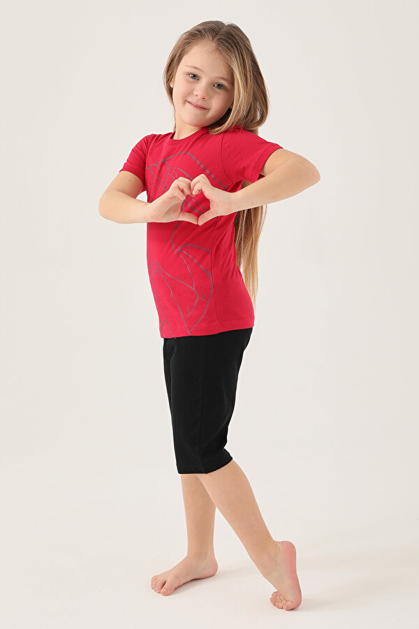 L1591-2 Kız Çocuk T-Shirt Vişne