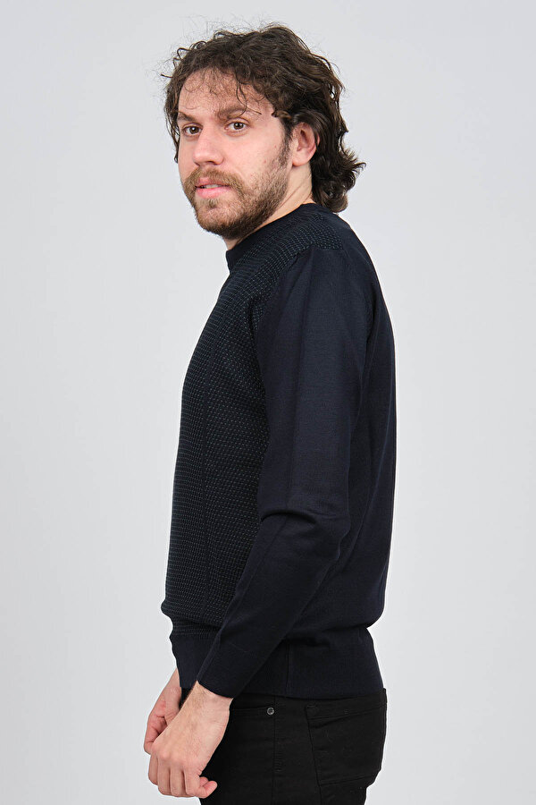 Erkek Bisiklet Yaka Desenli Yün Kazak 4537063 Laci-Yeşil