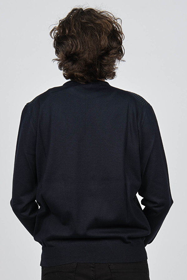 Erkek Bisiklet Yaka Desenli Yün Kazak 4537063 Laci-Yeşil