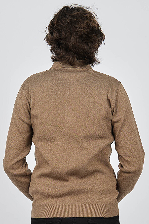 Erkek Polo Yaka Desenli Yün Kazak 6092101 A.Kahve