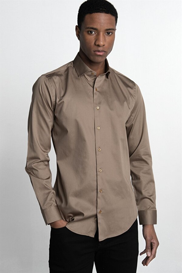 Slim Fit Koton Saten Premium Seri Erkek Gömlek