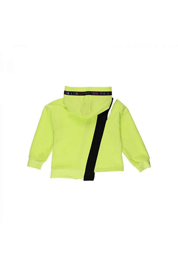 Kız ÇocukAsimetrik Omuz Şerit Detaylı Sweatshirt Yeşil