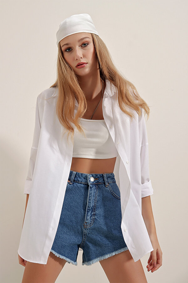 Oversize Uzun Basic Gömlek 3900 DS22YB113900 DS22YB113900