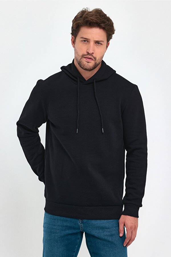 3 İp Şardonlu Kapuşonlu Cepsiz Sweatshirt RD24KE054902