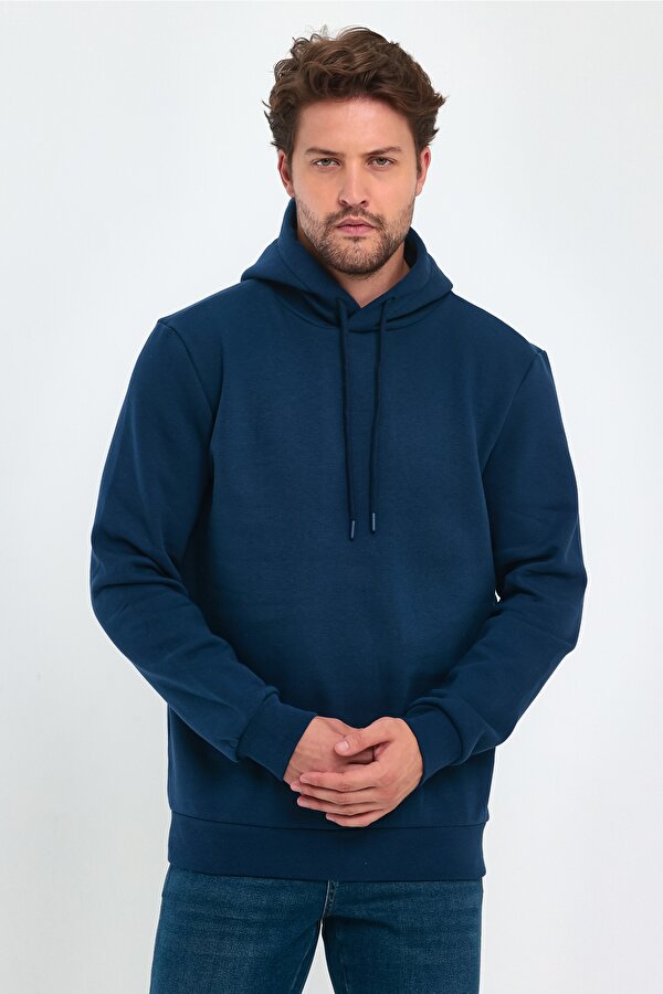 3 İp Şardonlu Kapuşonlu Cepsiz Sweatshirt RD24KE054902