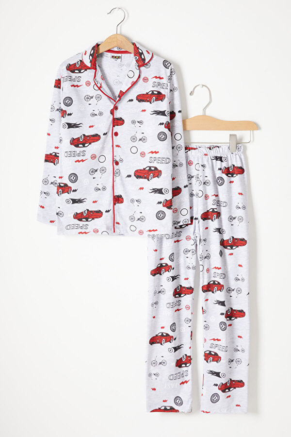 Araba Desenli Göz Bantlı Erkek Çocuk Pijama Takımı 16328