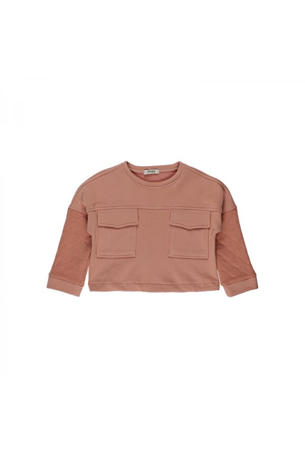 Kız ÇocukÇift Cep Detaylı Sweatshirt Somon