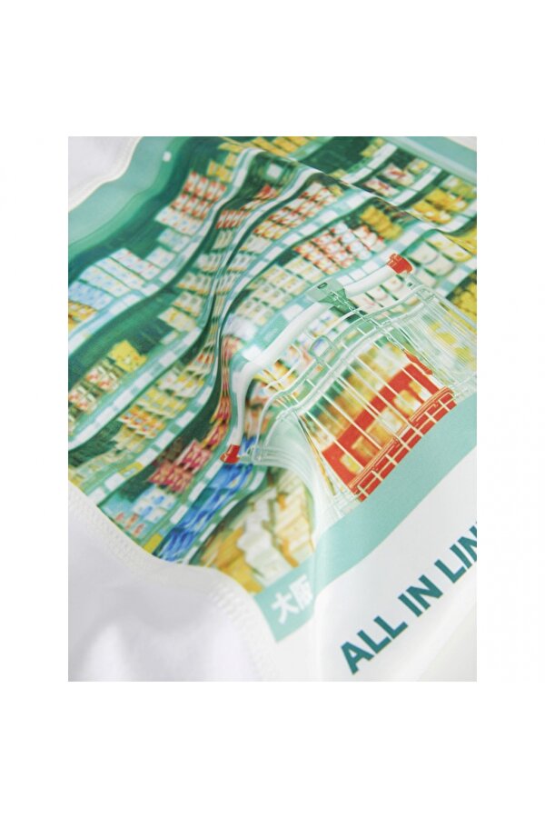 Sıfır Yaka Regular Fit Baskılı Beyaz Kadın T-Shirt 12241326