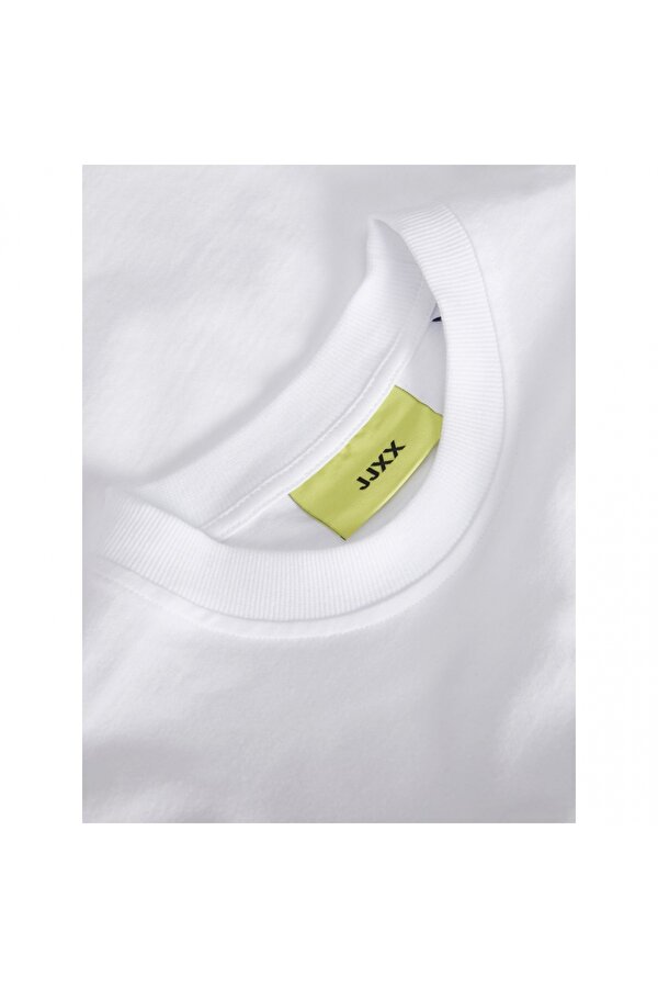 Sıfır Yaka Regular Fit Baskılı Beyaz Kadın T-Shirt 12241326