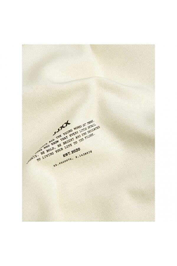 Sıfır Yaka Rahat Kesim Açık Bej Kadın T-Shirt 12241203