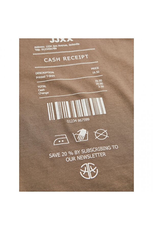 Sıfır Yaka Rahat Kesim Kahve Kadın T-Shirt 12241199