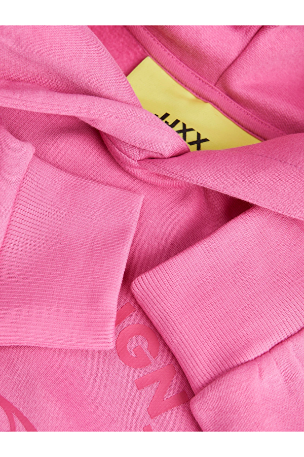 Kapüşonlu Rahat Kesim Pembe Kadın Sweatshirt 12250183