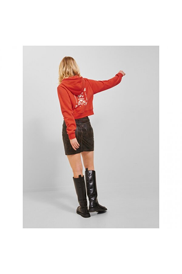 Kapüşonlu Rahat Kesim Turuncu Kadın Sweatshirt 12241834