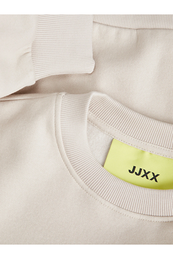 Bisiklet Yaka Rahat Kesim Bej Kadın Sweatshirt 12250175