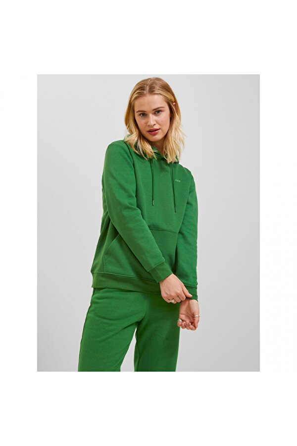 Kapüşonlu Rahat Kesim Yeşil Kadın Sweatshirt 12223961