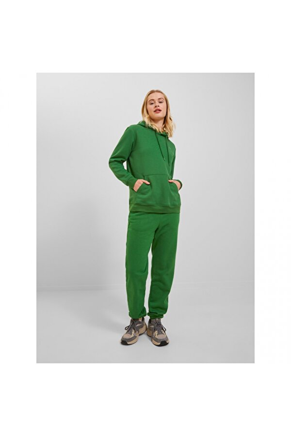 Kapüşonlu Rahat Kesim Yeşil Kadın Sweatshirt 12223961