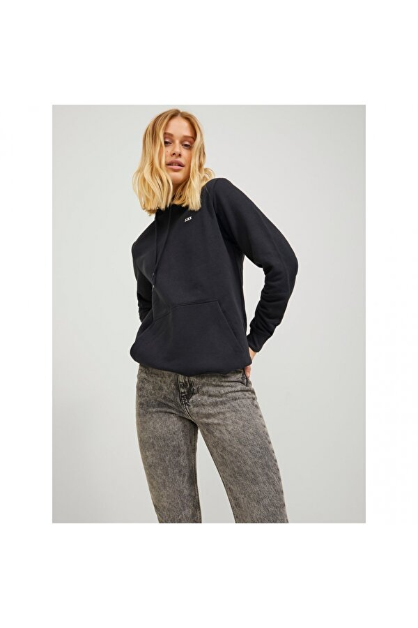 Kapüşonlu Rahat Kesim Siyah Kadın Sweatshirt 12223961