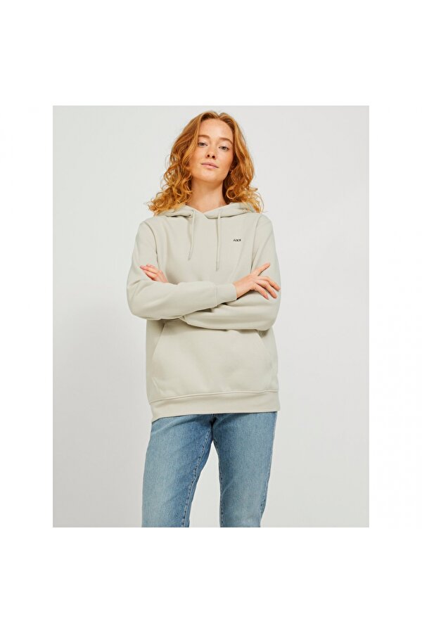 Kapüşonlu Rahat Kesim Bej Kadın Sweatshirt 12223961