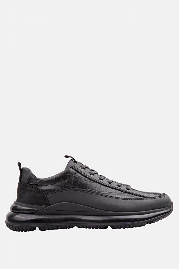 Erkek Hakiki Deri Sneaker Ayakkabı 18168 Siyah