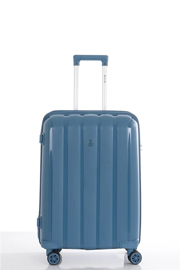 V305 BÜYÜK  Boy Polipropilen tekerlekli valiz Bavul Seyahat Tatil Kırılmaz Süper esnek SKY BLUE