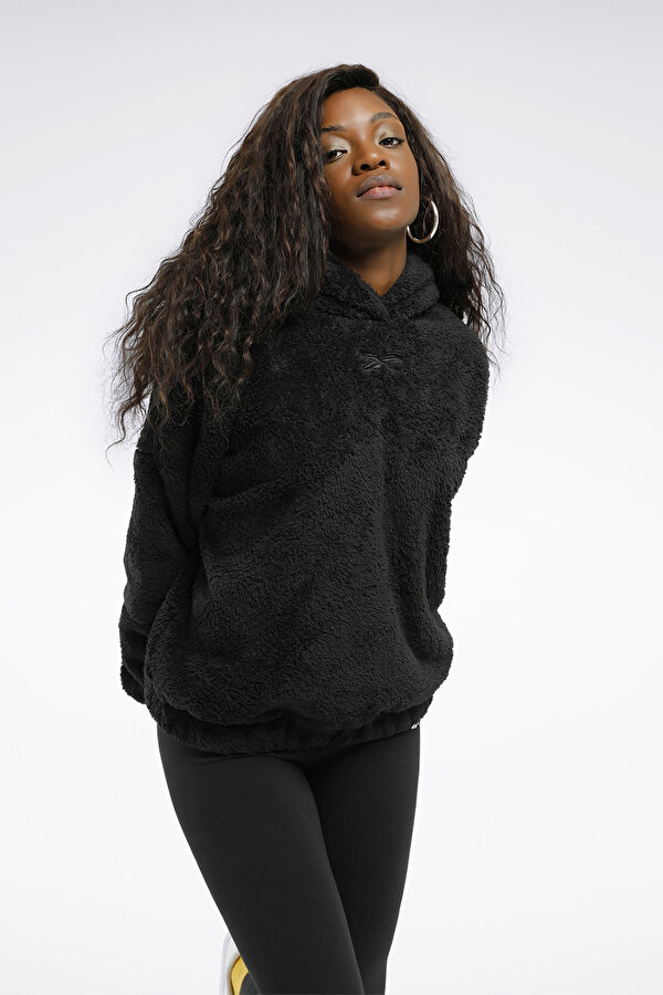 Reebok Lux Teddy Hoodie Черный Женщина Толстовка С Капюшоном