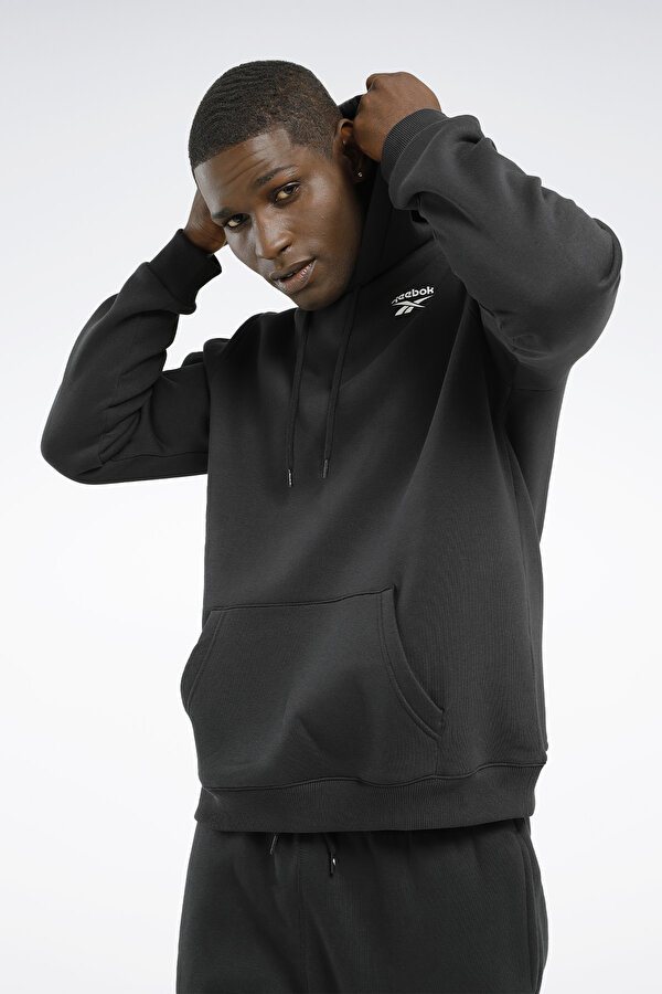 RI Left Chest Logo Siyah Erkek Sweatshirt