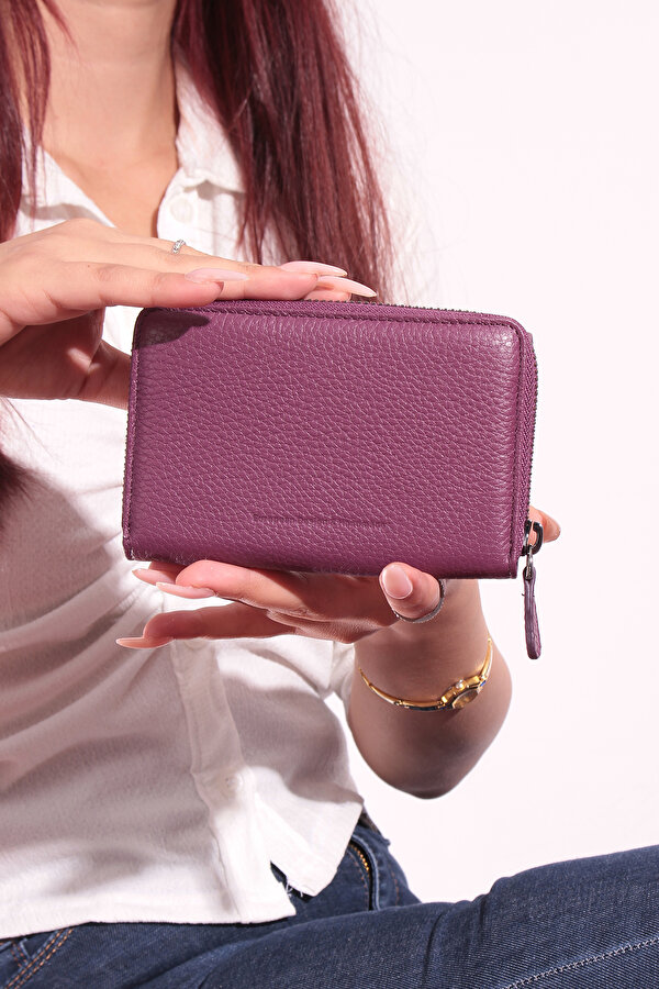 2754 Siyah detay Hakiki deri Kadın cüzdan kartlık clutch MÜRDÜM