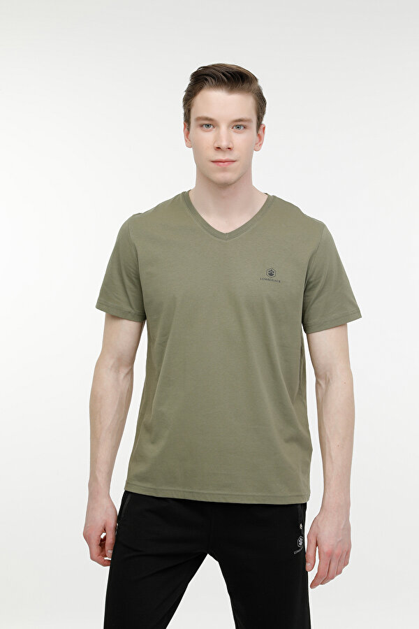 M-CT106 BSC V NK T-SH 4FX Haki Erkek Kısa Kol T-Shirt