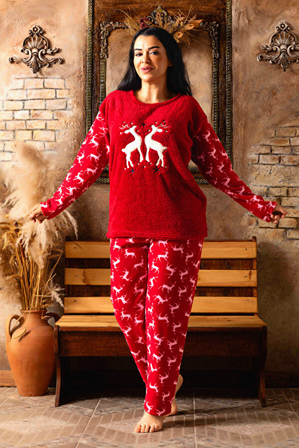 Büyük Beden Kadın Polar Peluş Pijama Takımı