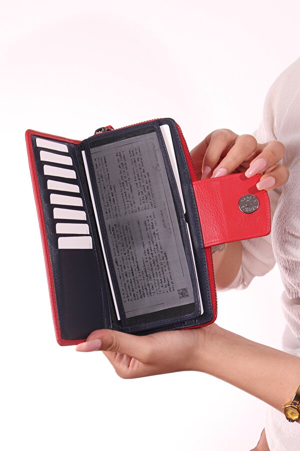 2714 %100  HAKİKİ DERİ BAYAN  CÜZDAN KIRMIZI