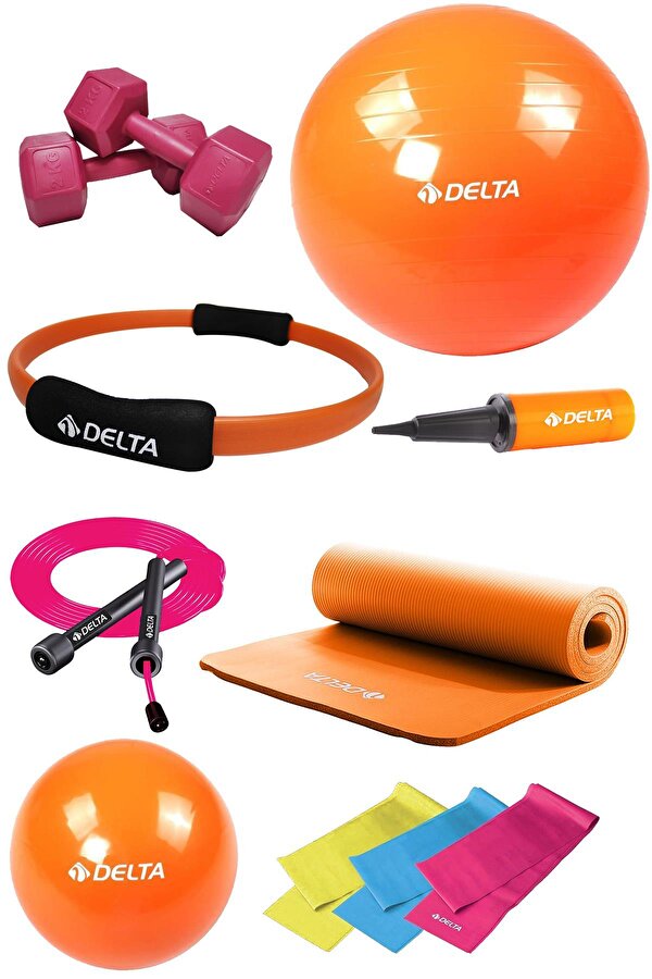 PTCS 15 mm Minder 85 cm Pilates Topu Çemberi 2 kg Dambıl Seti