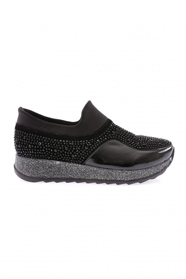 Akt-17-23Y Kadin Kalin Taban Kristal Taşli Sneakers Ayakkabi
